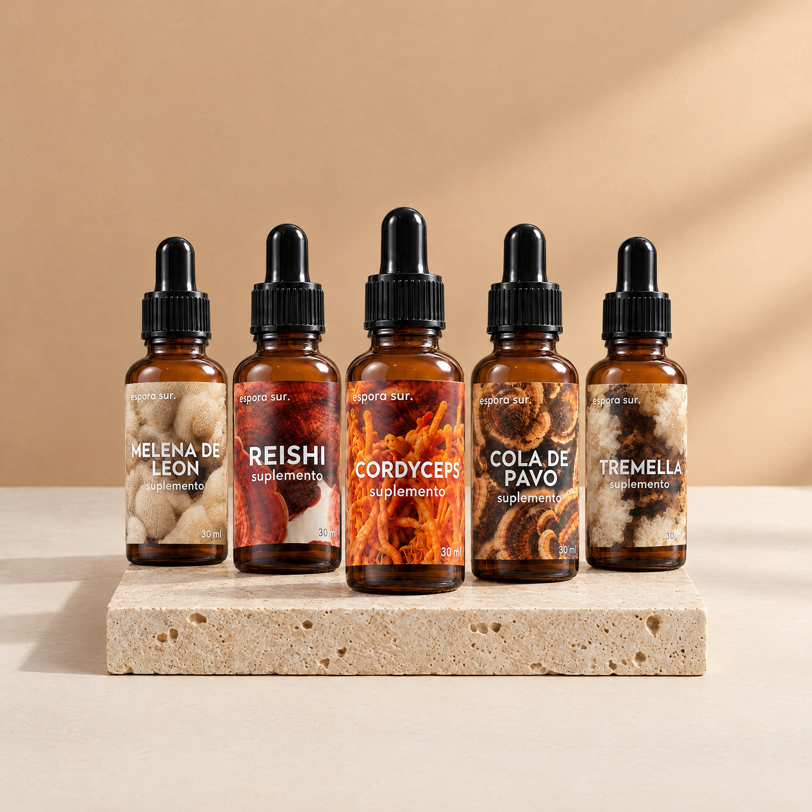 Pack x5 60ML PROTOCOLO PROLONGADO -Melena de leon, Reishi, Cordyseps, Cola de pavo, Tremella- 60ml