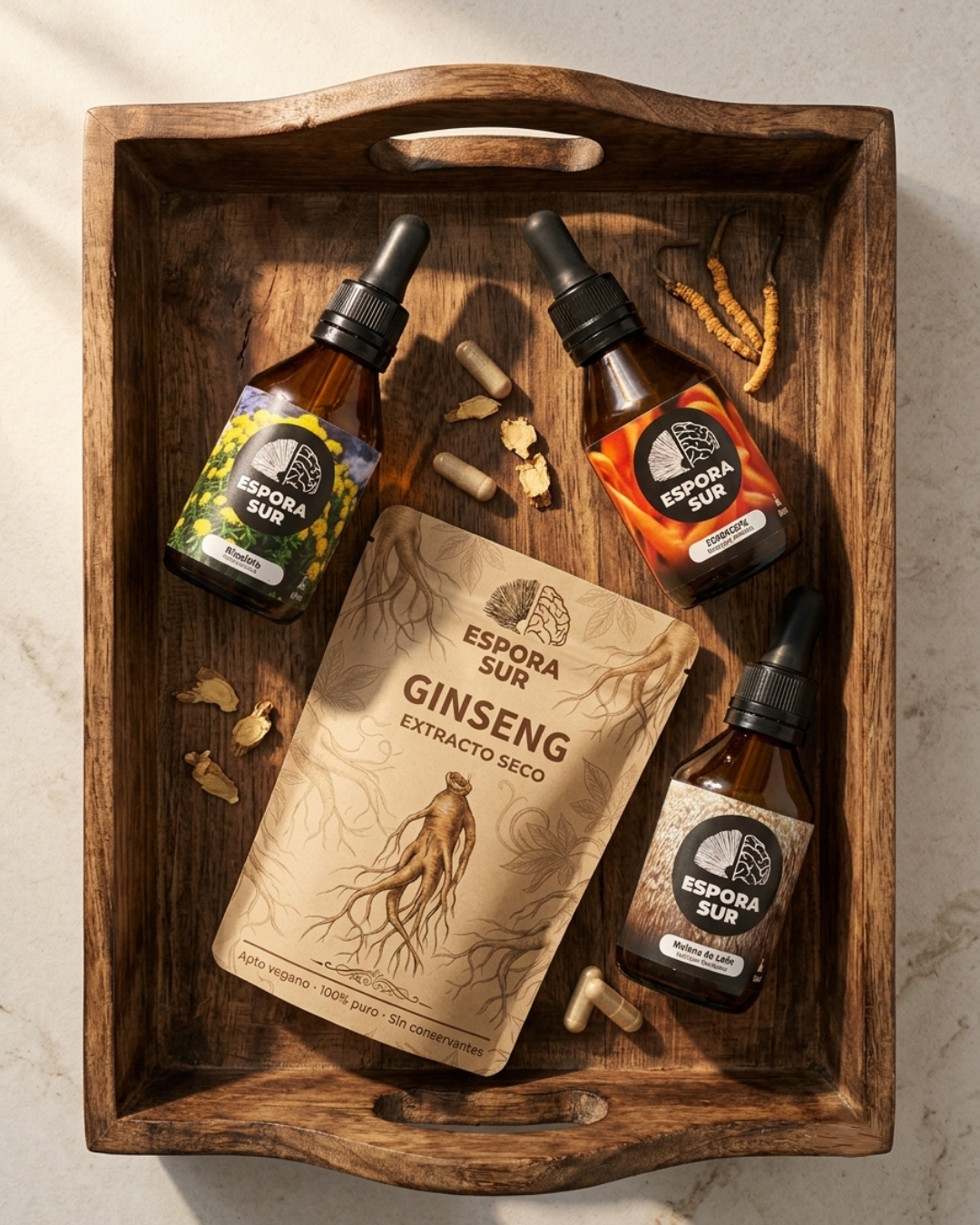 Combo Energía - Cordyceps, Melena de León, Rhodiola + Ginseng de regalo